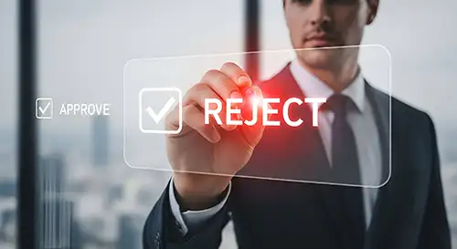 Loan assessor rejecting an application on screen