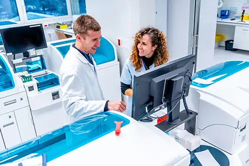 State of the art equipment with two staff working