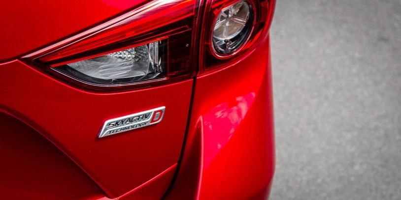 The rear light of a Mazda3 Astina 2015