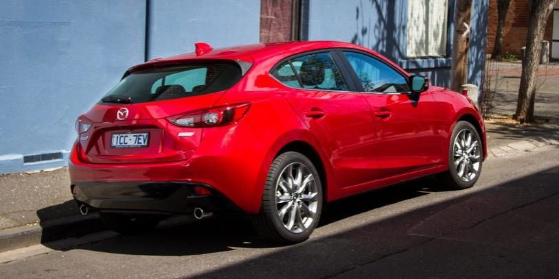 The rear of a Mazda3 Astina 2015